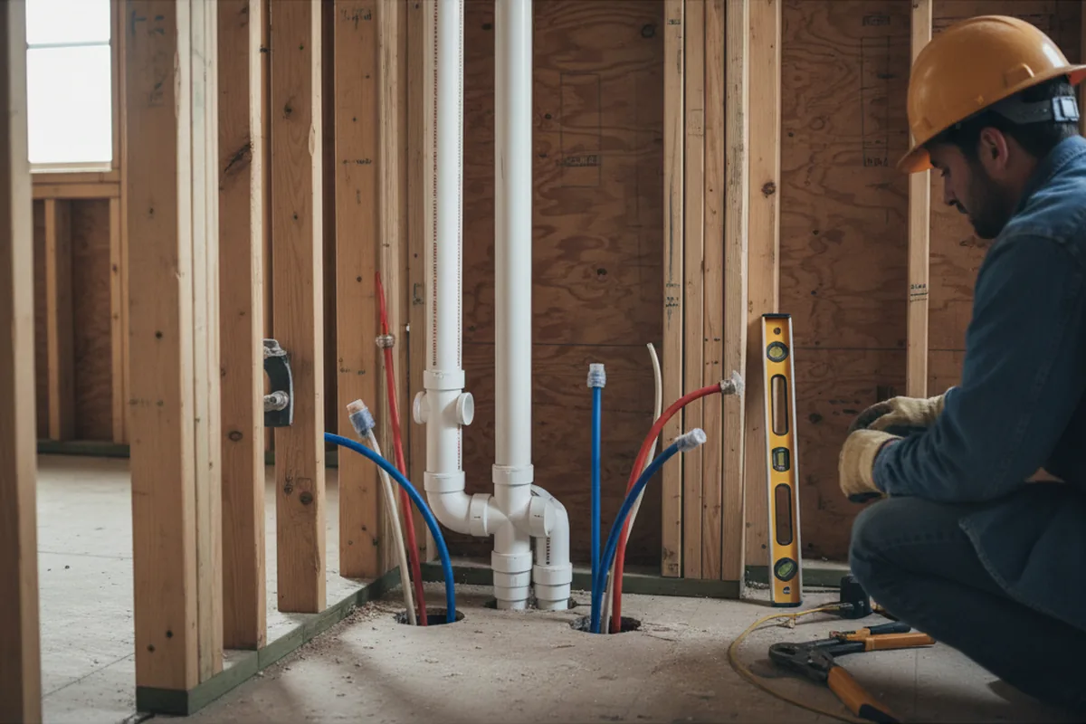 Drain and supply rough-in during Leak Detection in Gilboa