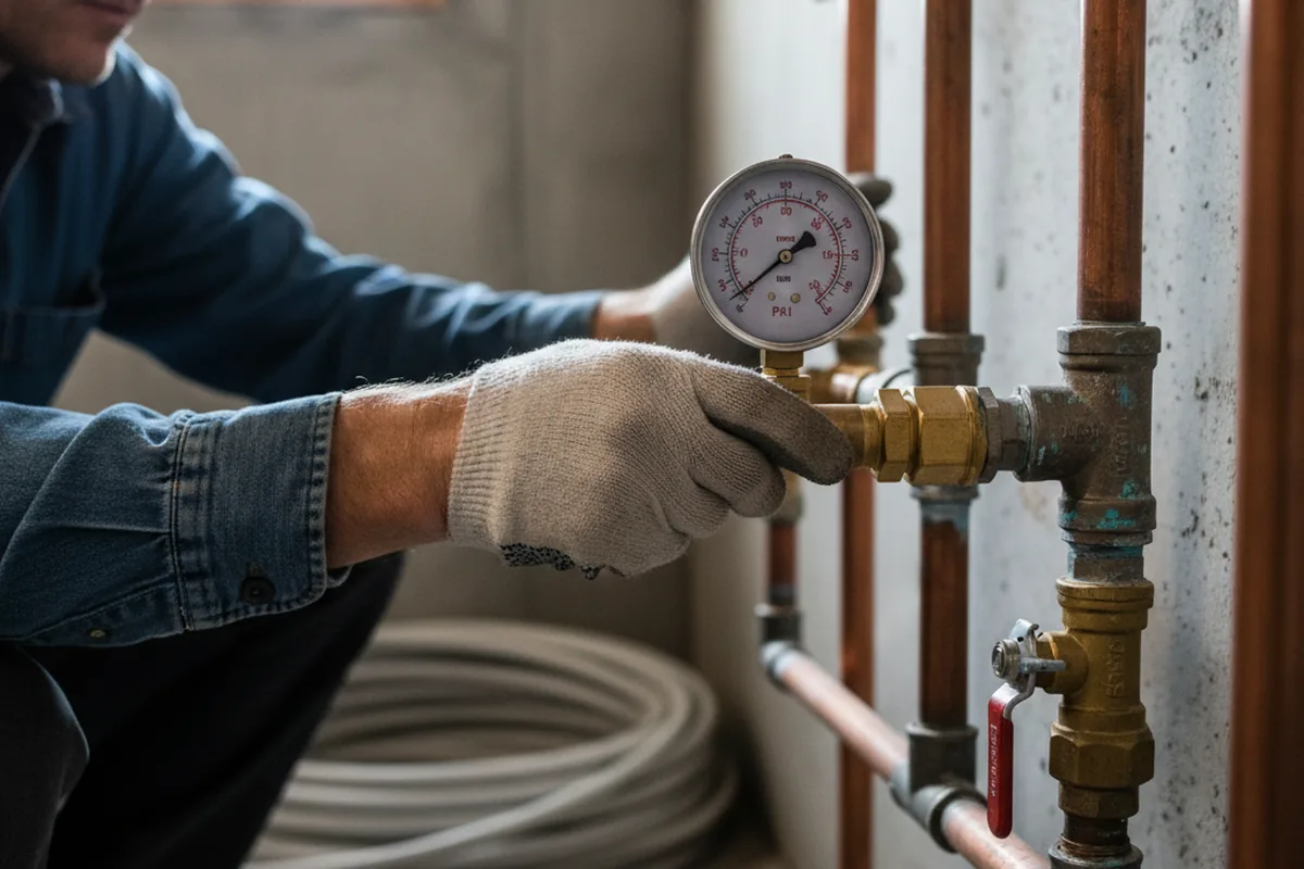 Pressure testing a repaired line during Water Line Repair in Gilboa